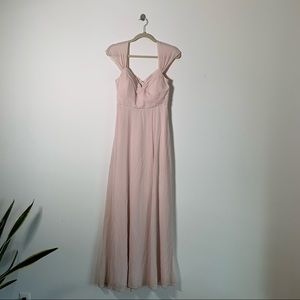Birdy Grey Spencer Dusty Rose Bridesmaid Dress Draped Sleeves Slit XS